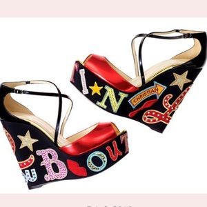 BRAND NEW Christian Louboutin Loubi Zeppa 20th Anniversary Crisscross Wedge.